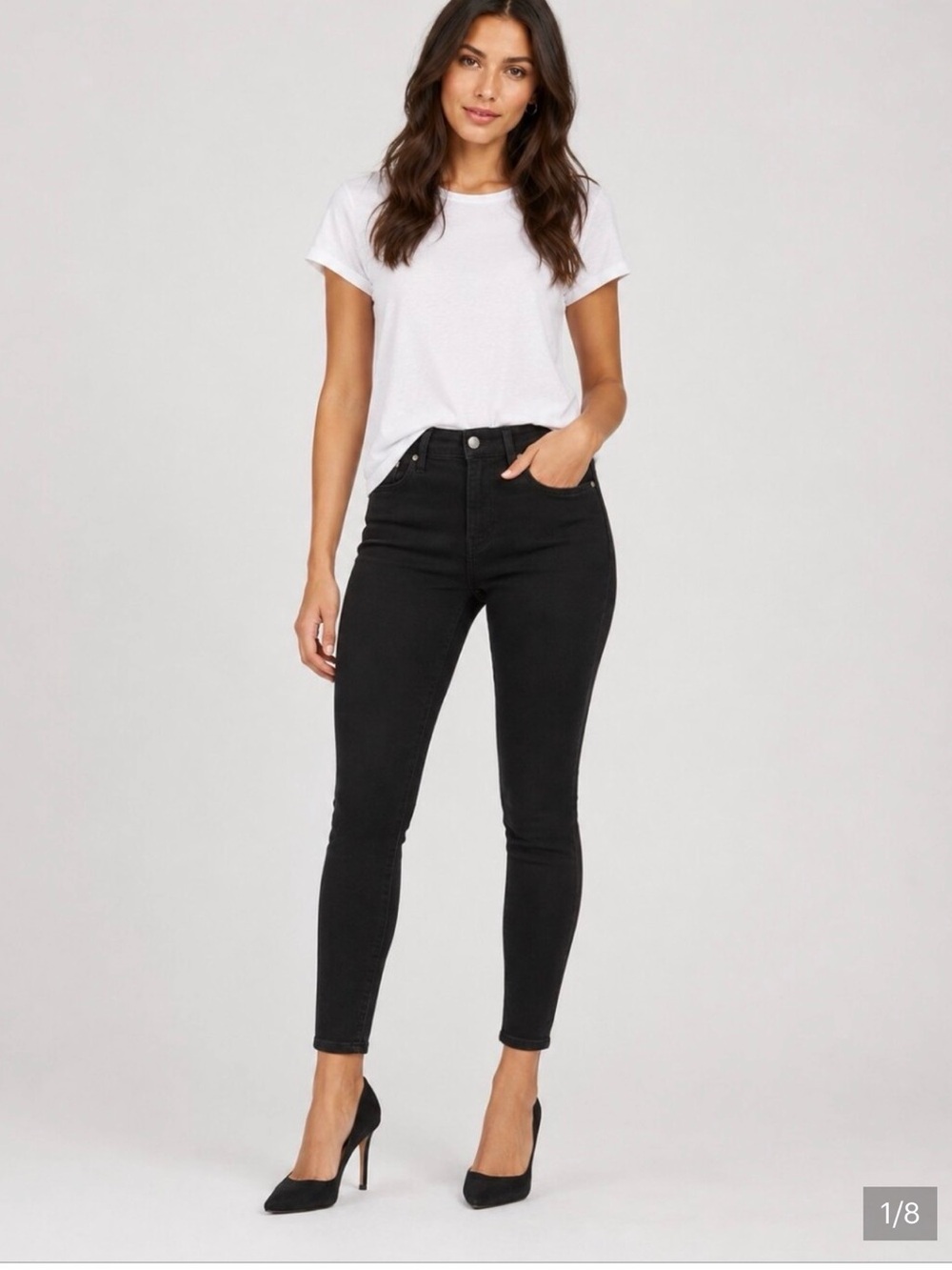 PAIGE Transcend Verdugo Ankle ultra-skinny jeans in black shadow size 27